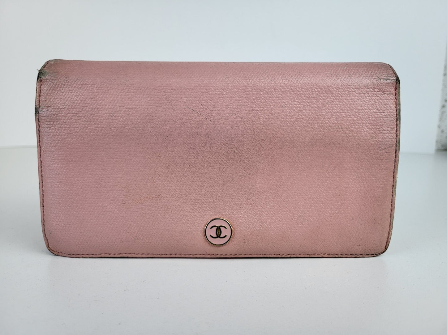Chanel Vintage Pink Leather Continental Wallet