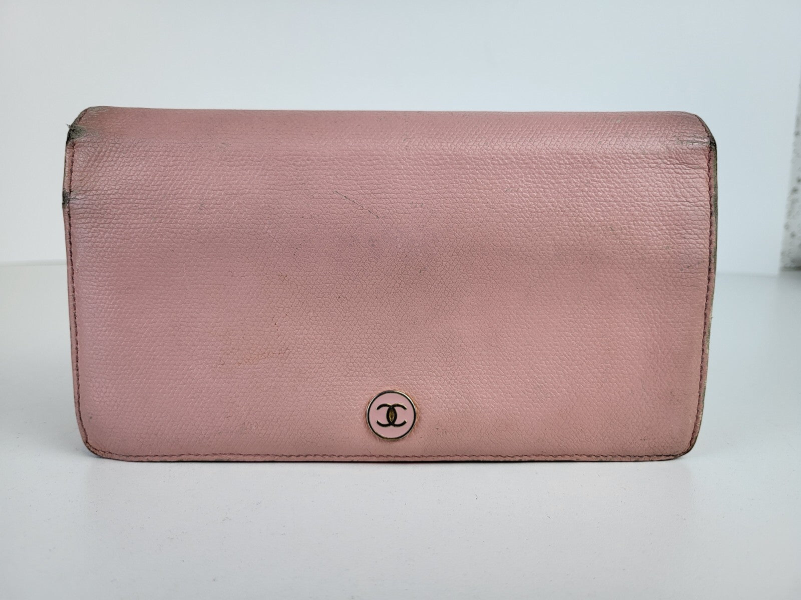 Chanel Vintage Pink Leather Continental Wallet