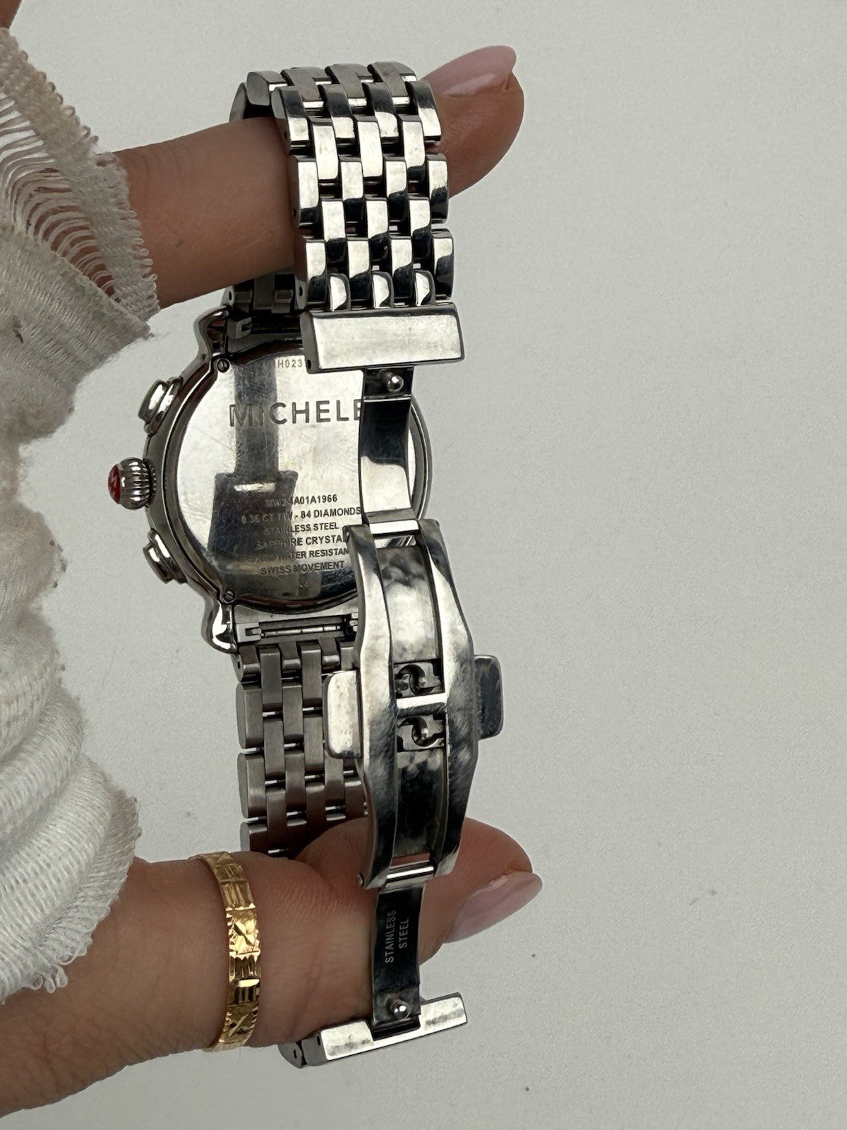 Michele Fluette Diamond Chronograph Stainless Steel Women's Watch MWW24A01A1966