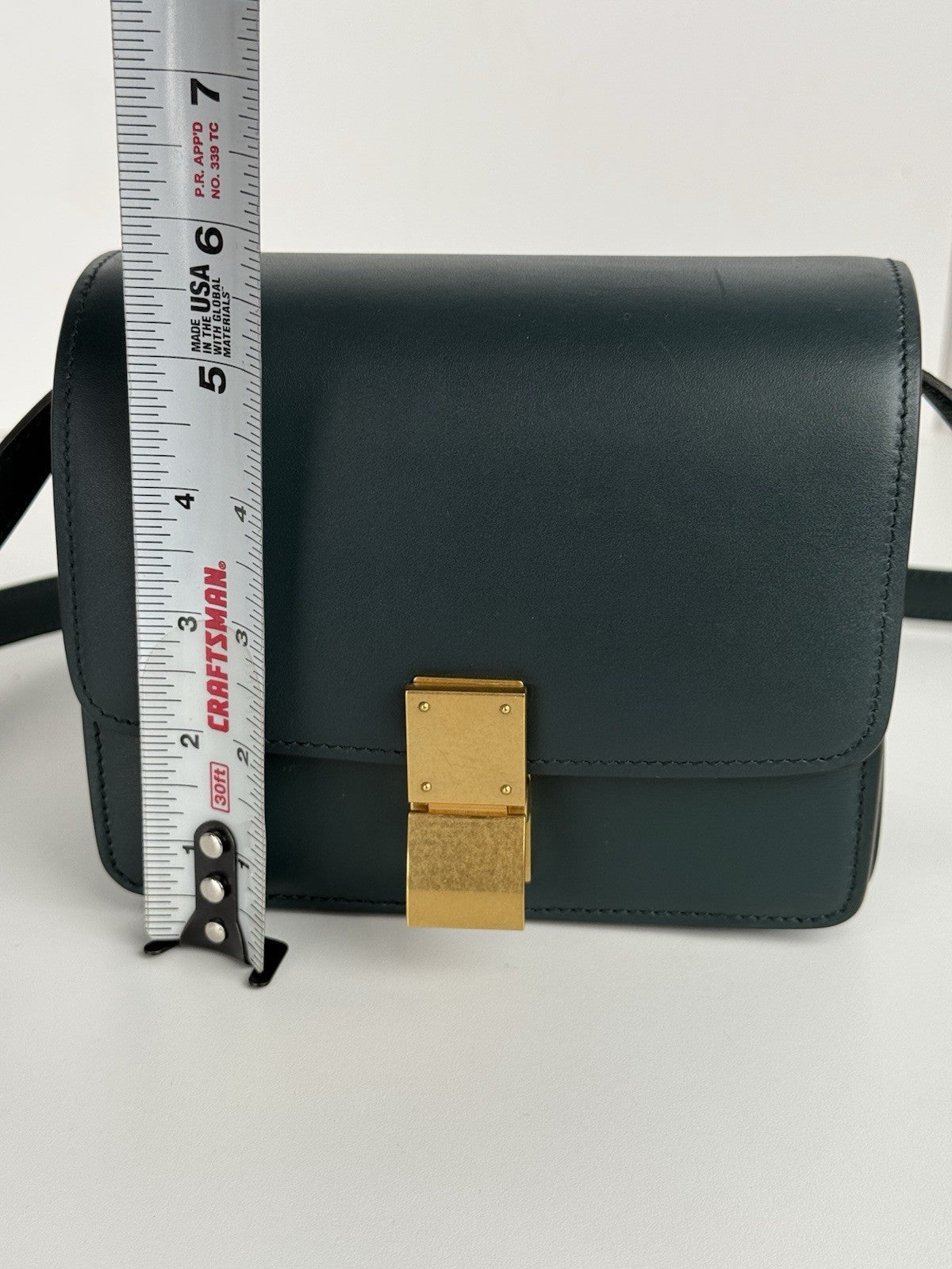 Celine Classic Box Shoulder Bag Medium Dark Green Leather