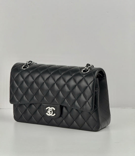 Chanel Black Quilted Lambskin Medium Classic Double Flap Bag