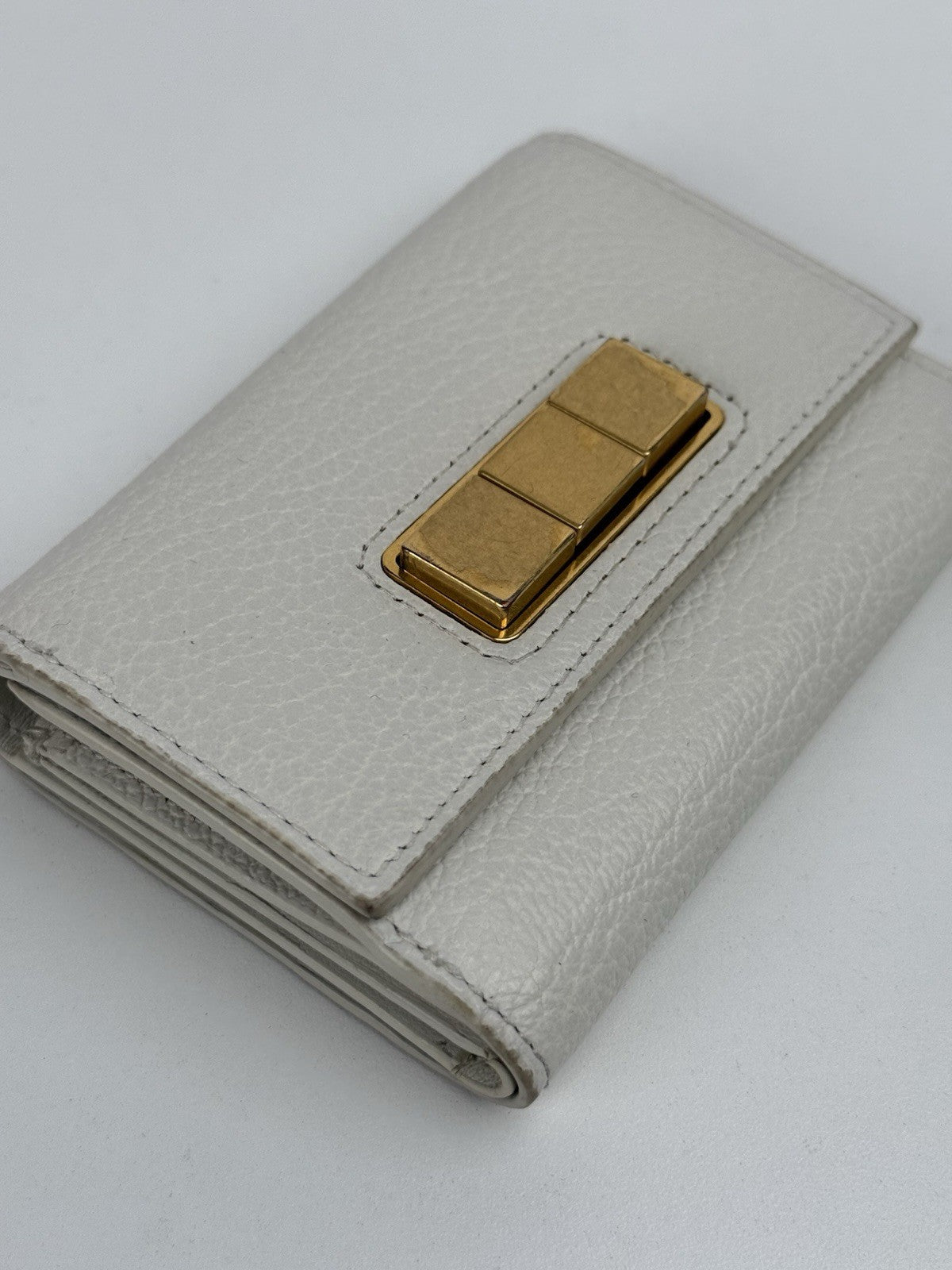 Bottega Veneta White Leather Small Wallet