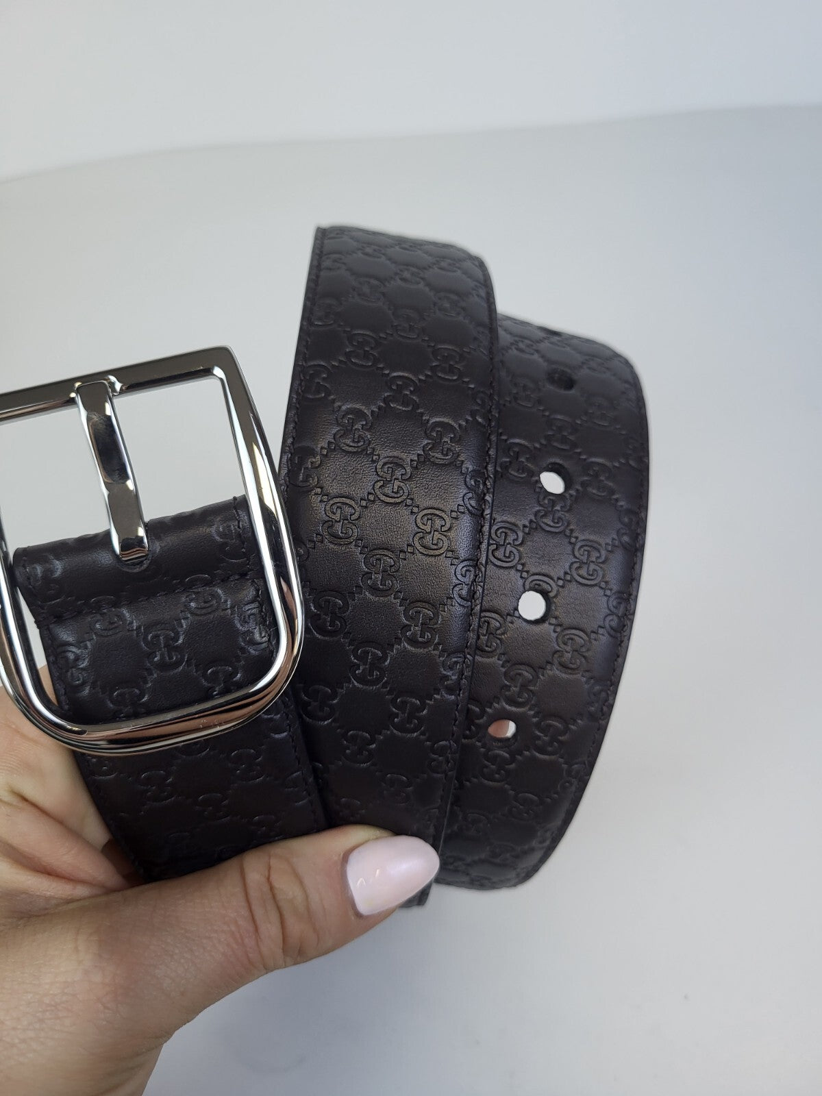 Gucci Belt Dark Brown Monogram Leather 95/34