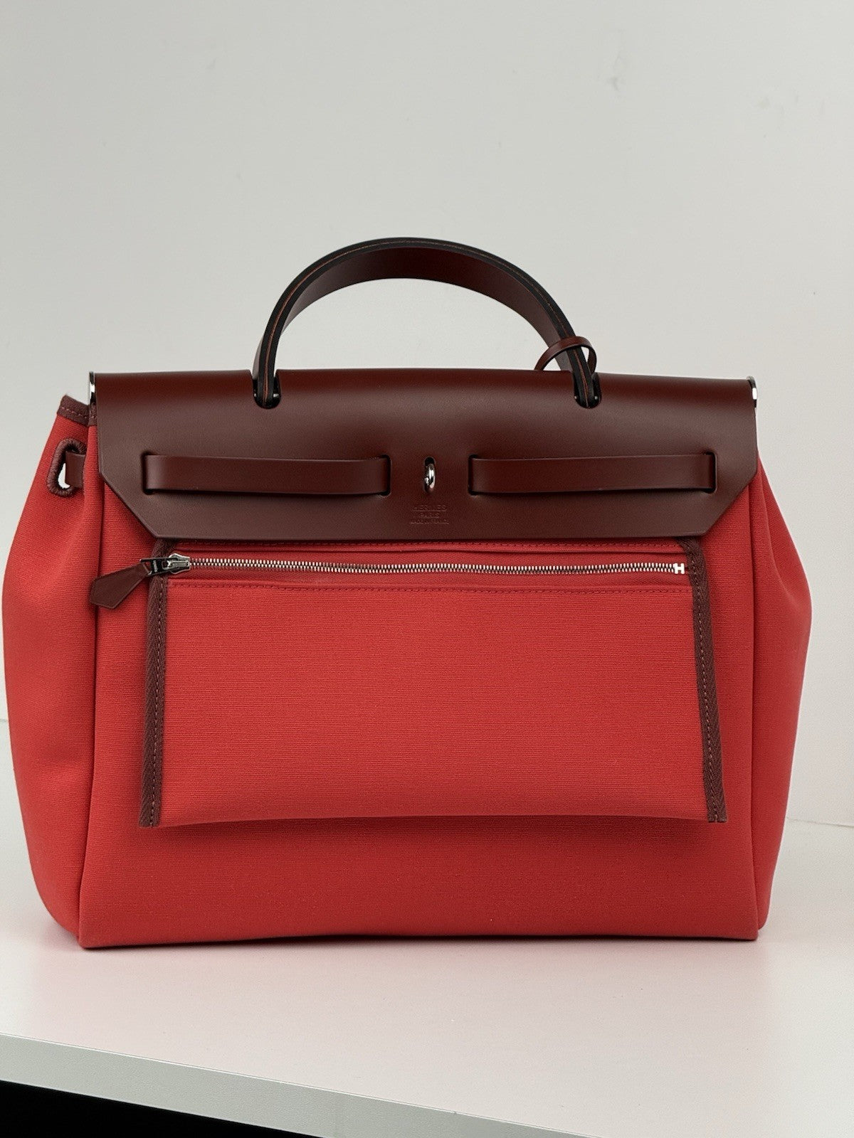 Hermes Toile & Vache Hunter Herbag Zip Retourne 31 (2019) Red Bag