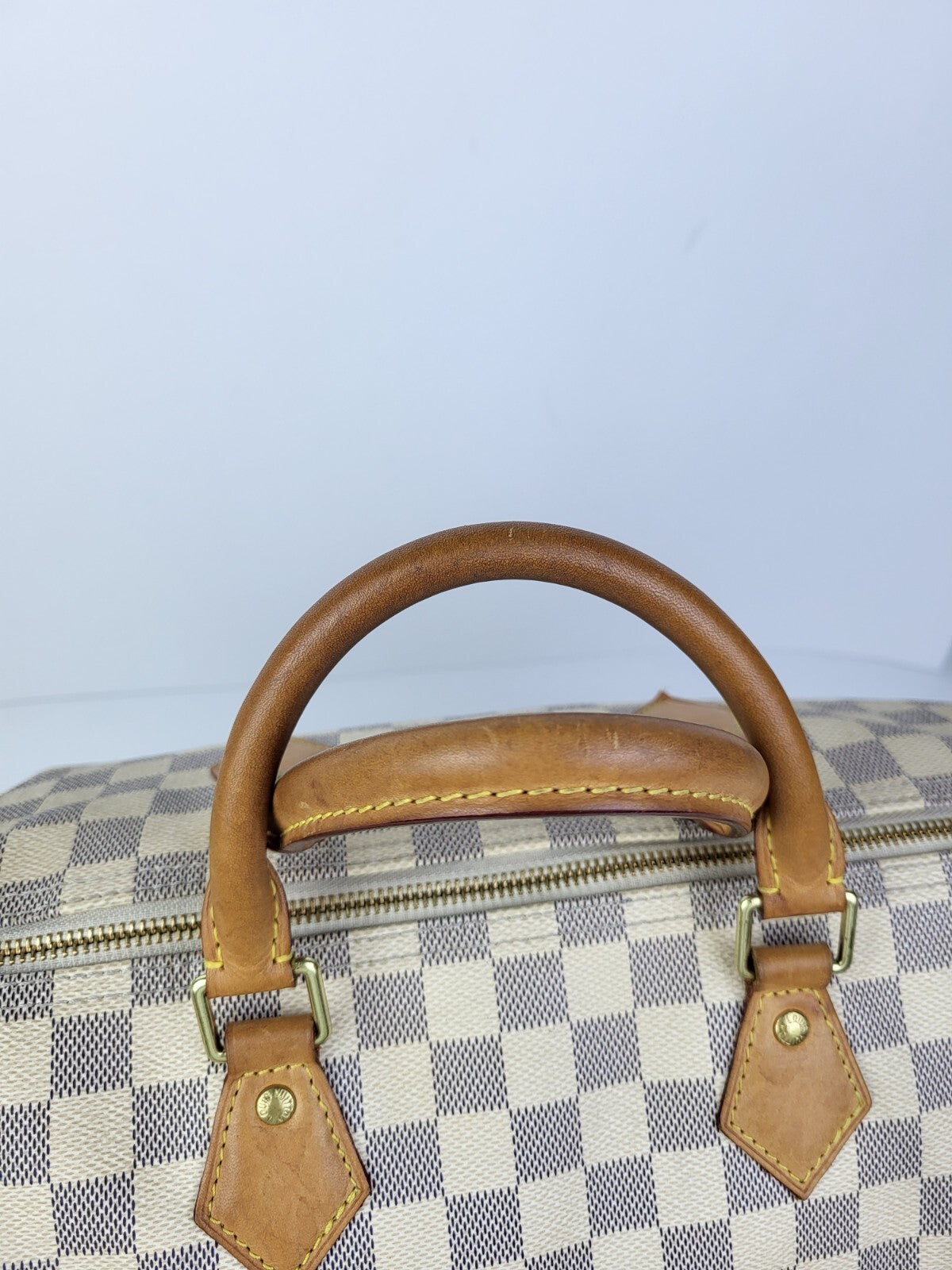 Louis Vuitton Speedy Bandouliere Damier Azur Duffle 35 Canvas Bag