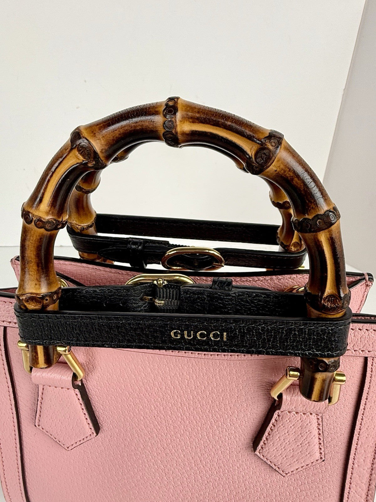Gucci Bag Mini Diana Bamboo Handle Tote Pink Leather