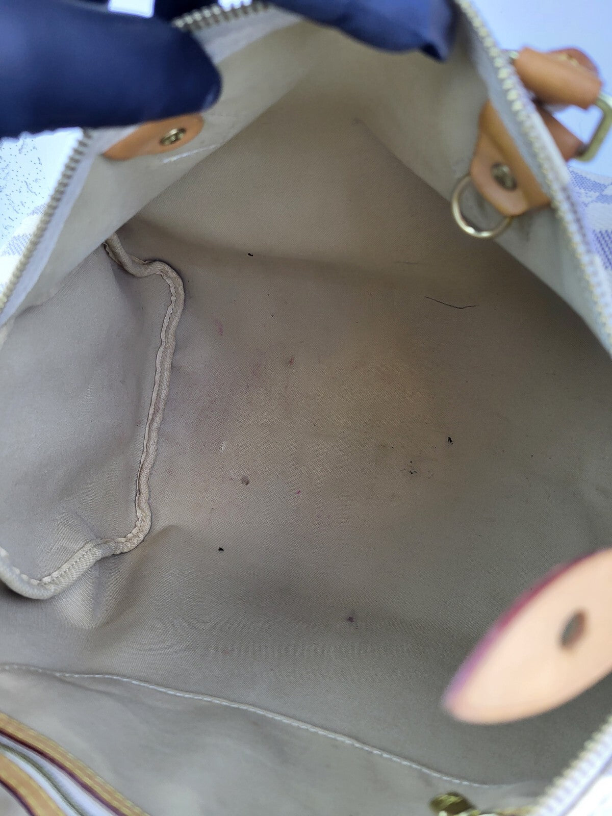 Louis Vuitton Speedy Bandouliere Damier Azur Duffle 35 Canvas Bag