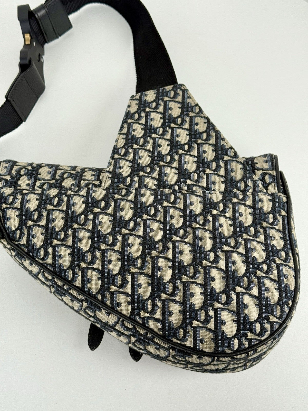 DIOR JACQUARD OBLIQUE SADDLE BAG MENS CHRISTIAN DIOR BLACK
