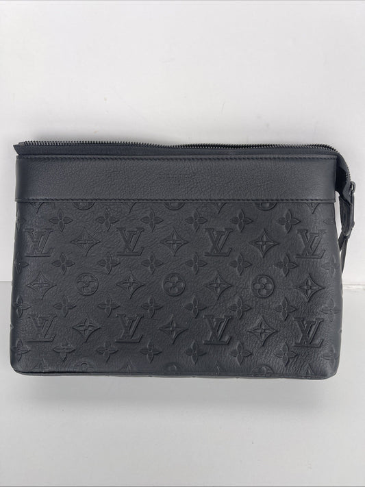LOUIS VUITTON Bag Pochette Voyage Souple M82545 Black Monogram Pouch Microchip