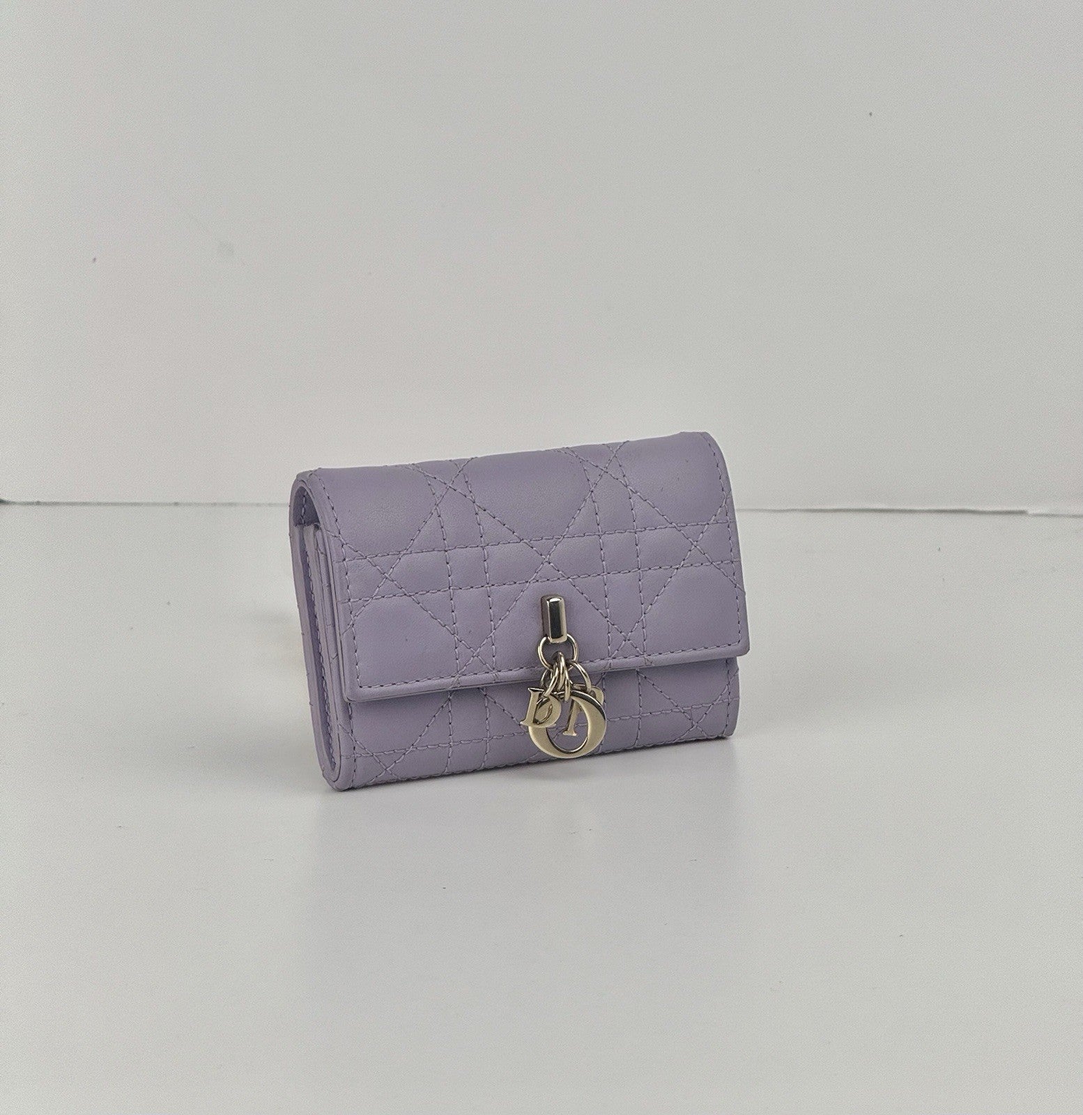 Dior Lambskin Cannage Miss Dior Glycine Wallet Purple