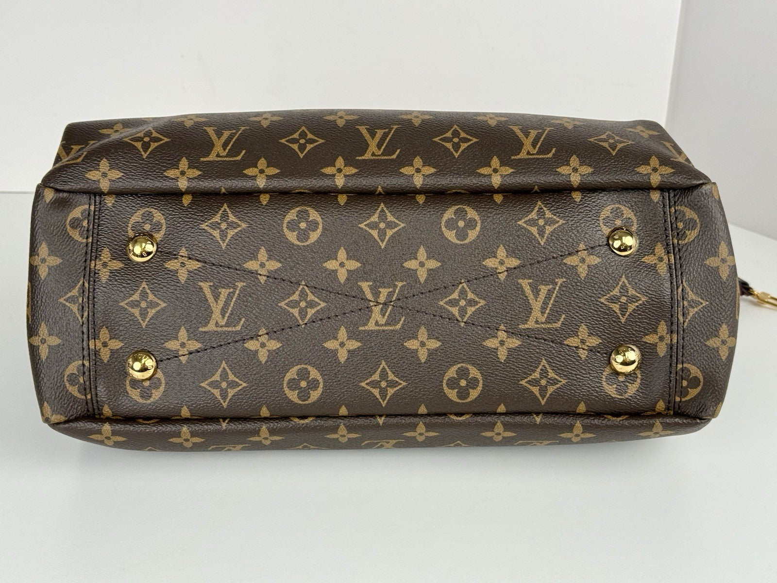 Louis Vuitton Bag Pallas Shopper Monogram Tote Brown/Red Canvas Leather