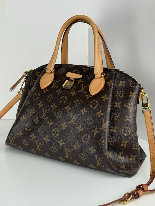LOUIS VUITTON Monogram Tote Bag Rivory Hand Bag Brown Canvas