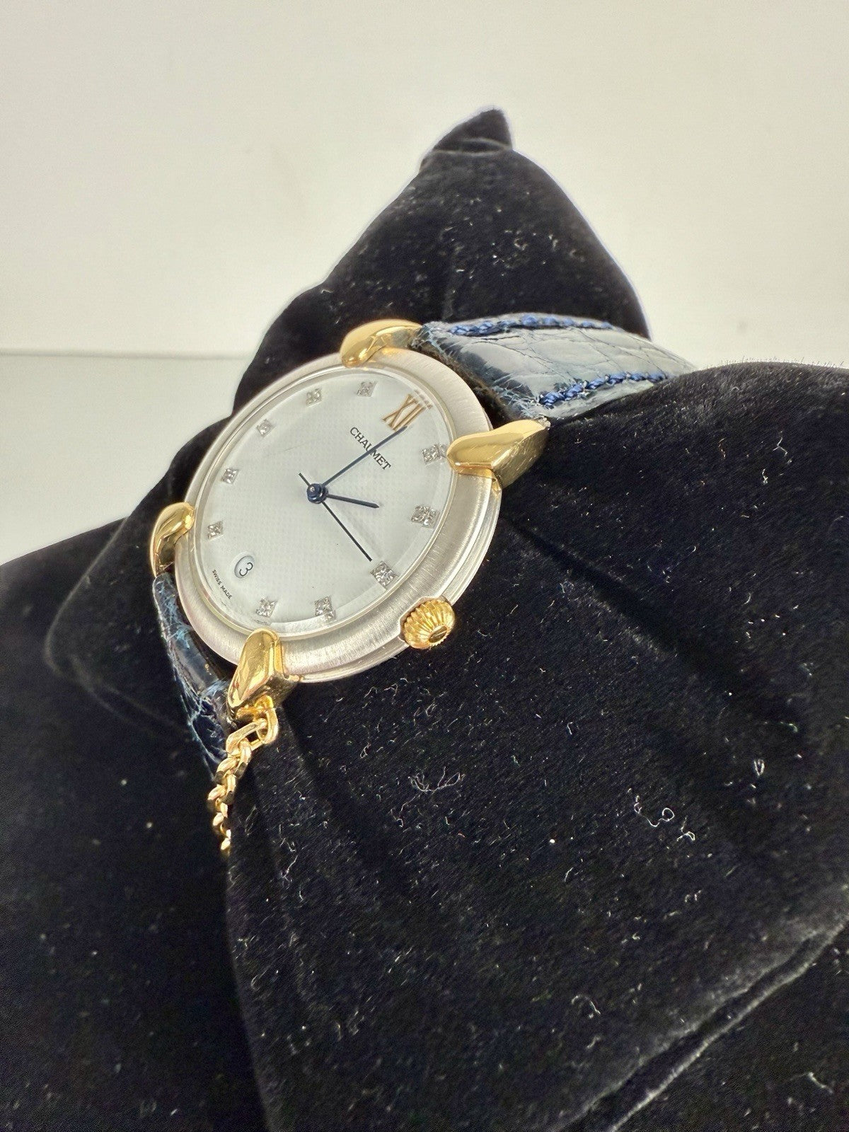 CHAUMET Paris 18k Gold Diamonds Stainless Steel Griffith 32mm Quartz Watch 9 In