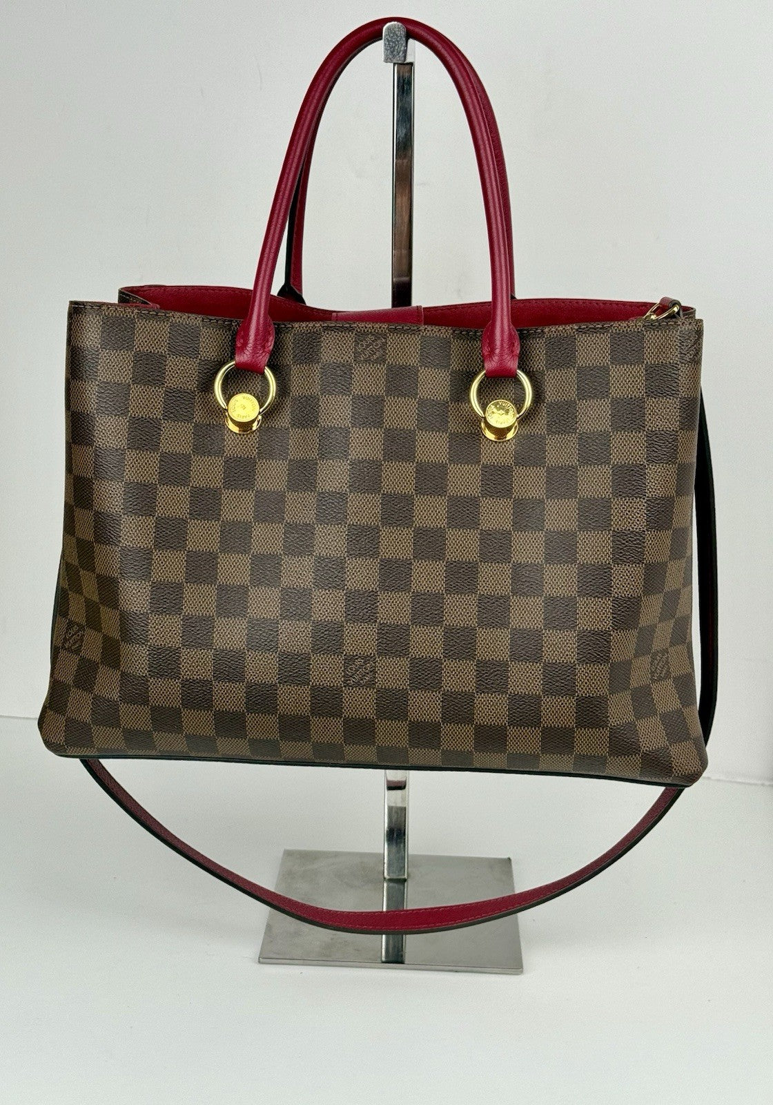 LOUIS VUITTON Riverside Damier Ebene Tote Bag Brown