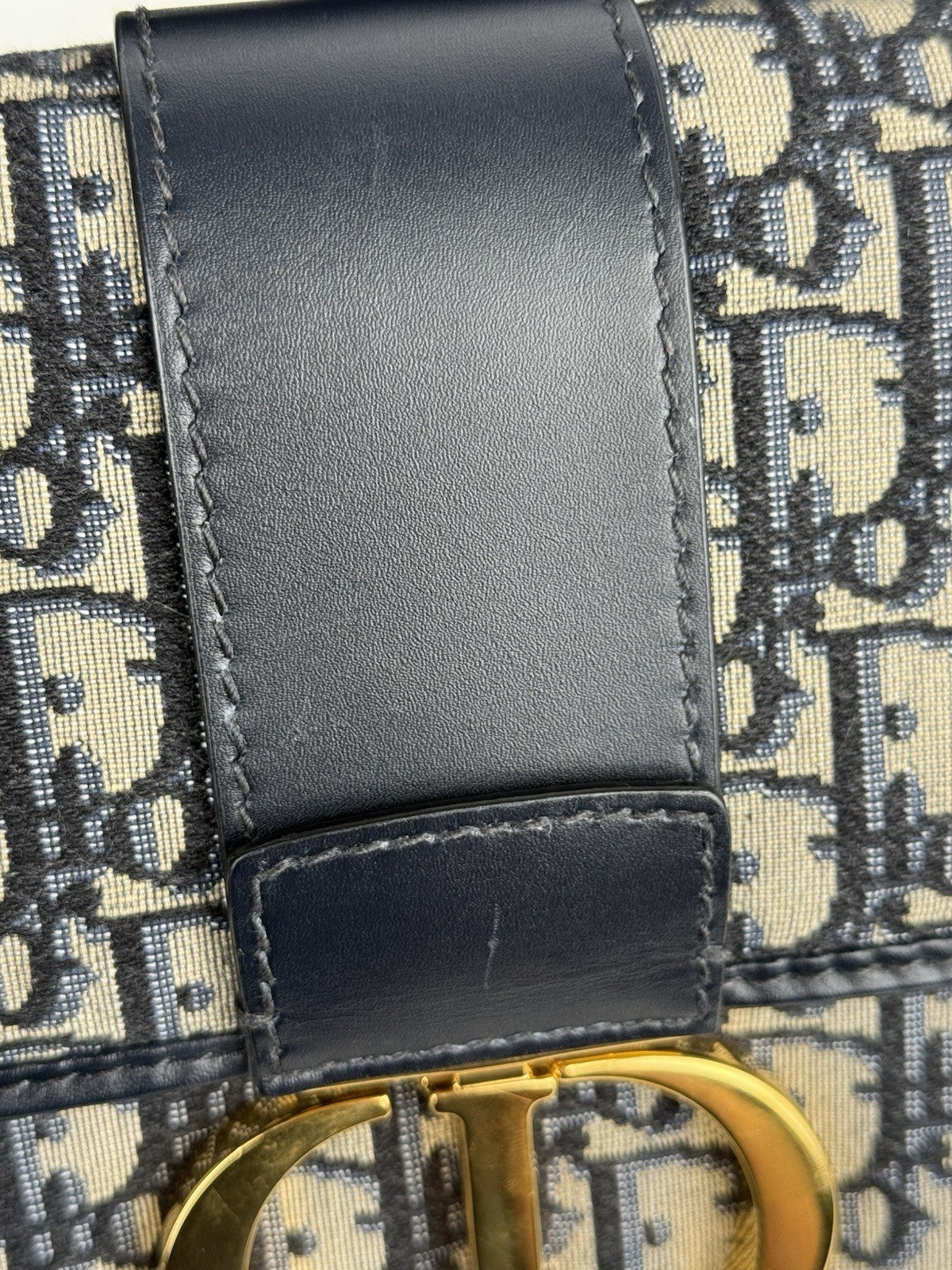 Dior  OBLIQUE 30 Montaigne Blue and Beige Canvas Shoulder bag