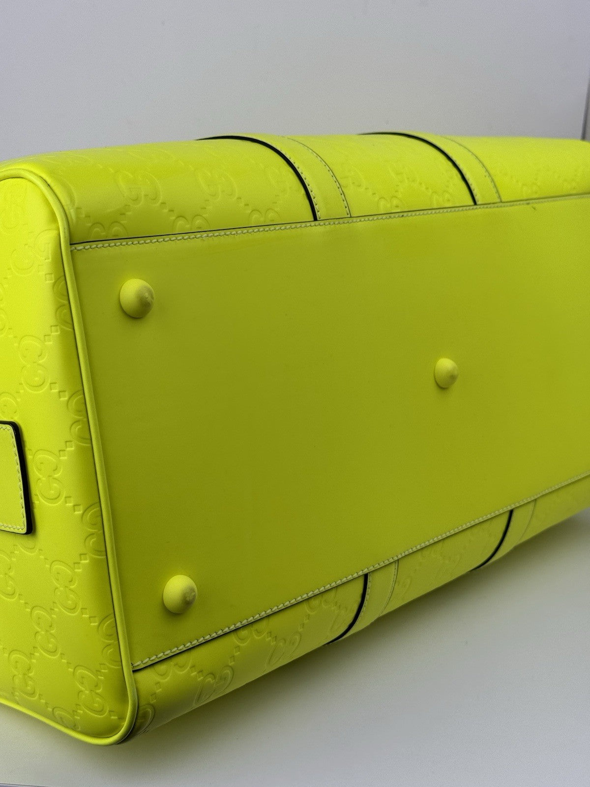 Gucci Duffel Bag Neon Yellow Rubber Bag