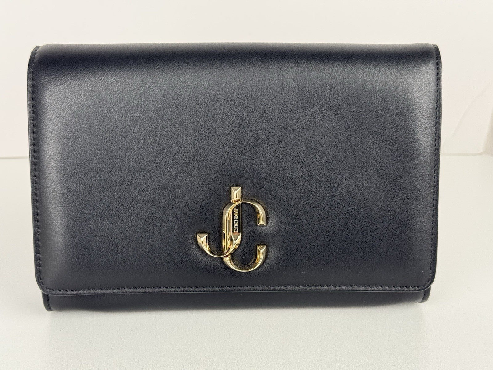 Jimmy Choo Chain Women's Evening Shoulder Bag in Black Leather
