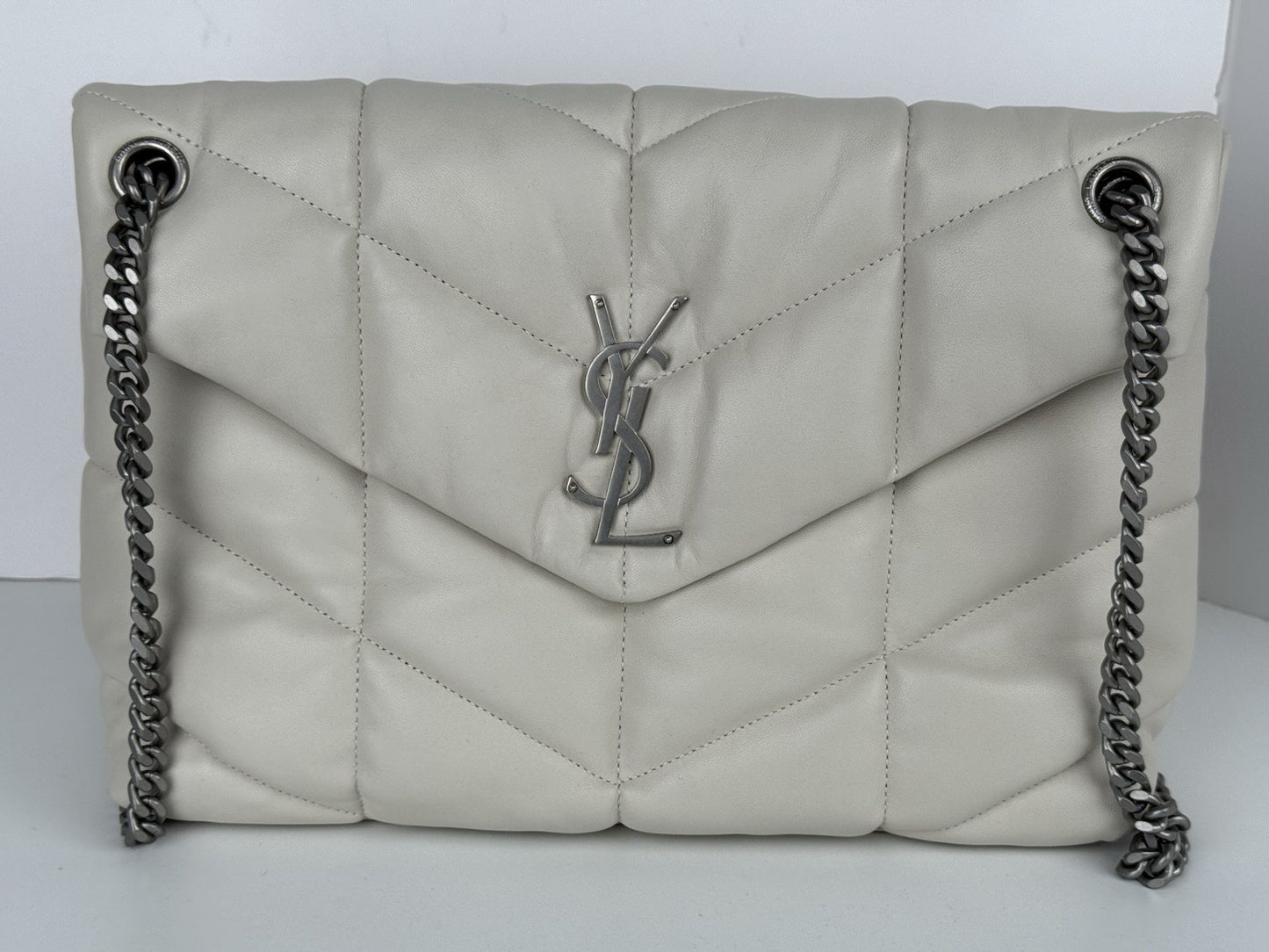 Saint Laurent LouLou Puffer Medium Shoulder Bag in White