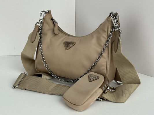 Prada Women's Re-Edition 2005 Nylon Bag in Sandy Brown