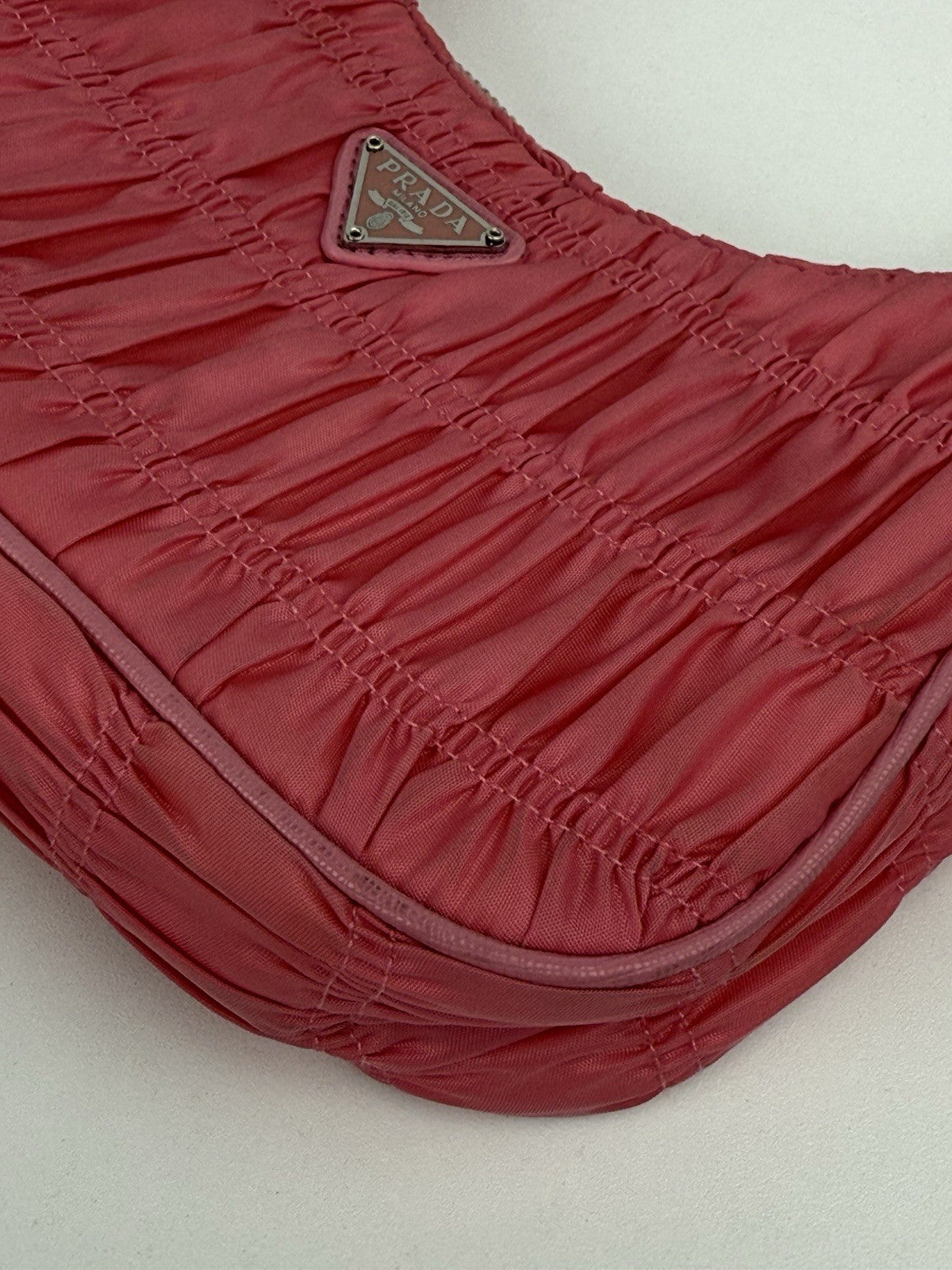 Prada Hobo Tessuto Gaufre Nylon Shoulder Bag In Pink