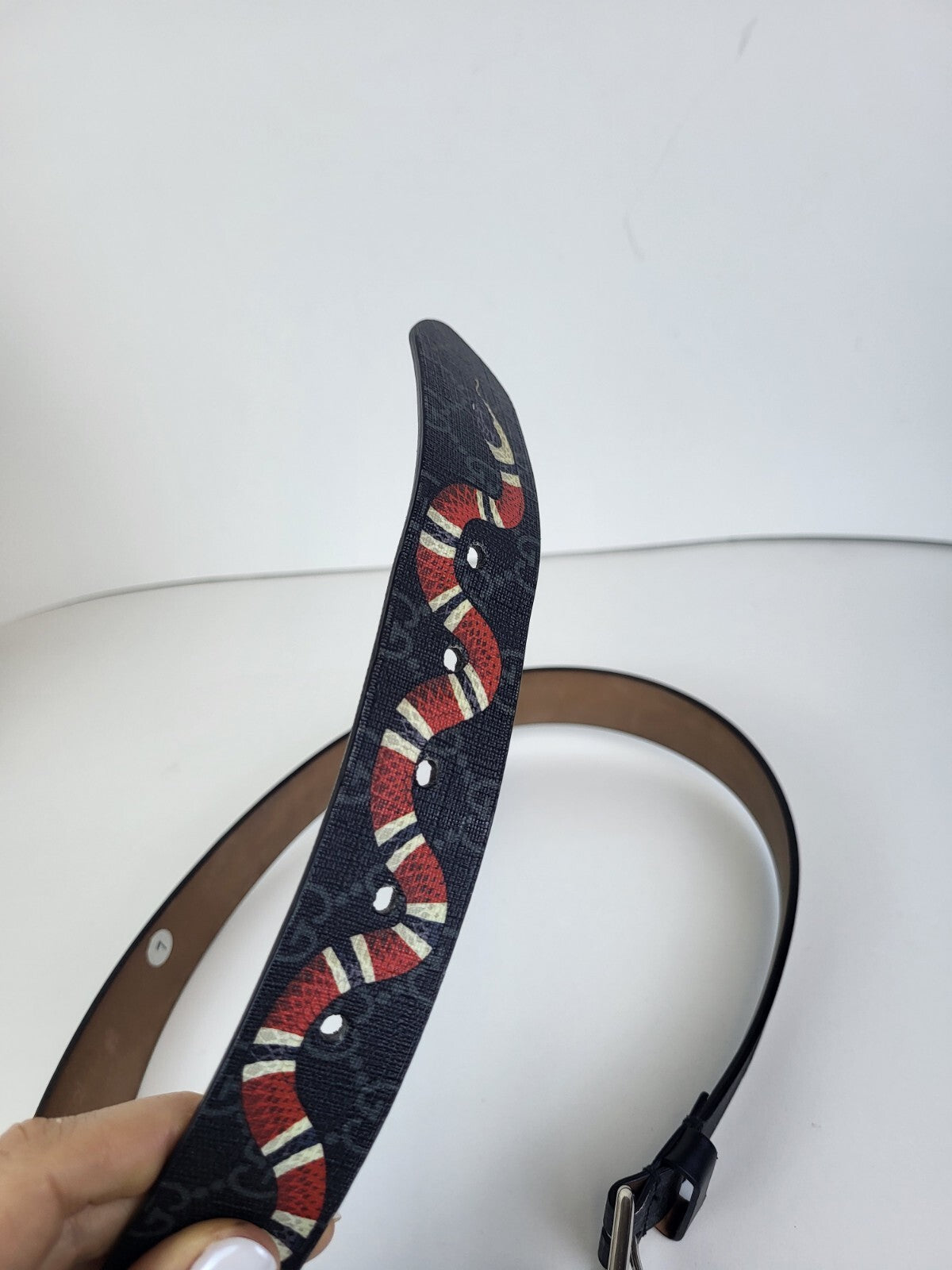 Gucci Belt Gray Canvas Snake 90/36