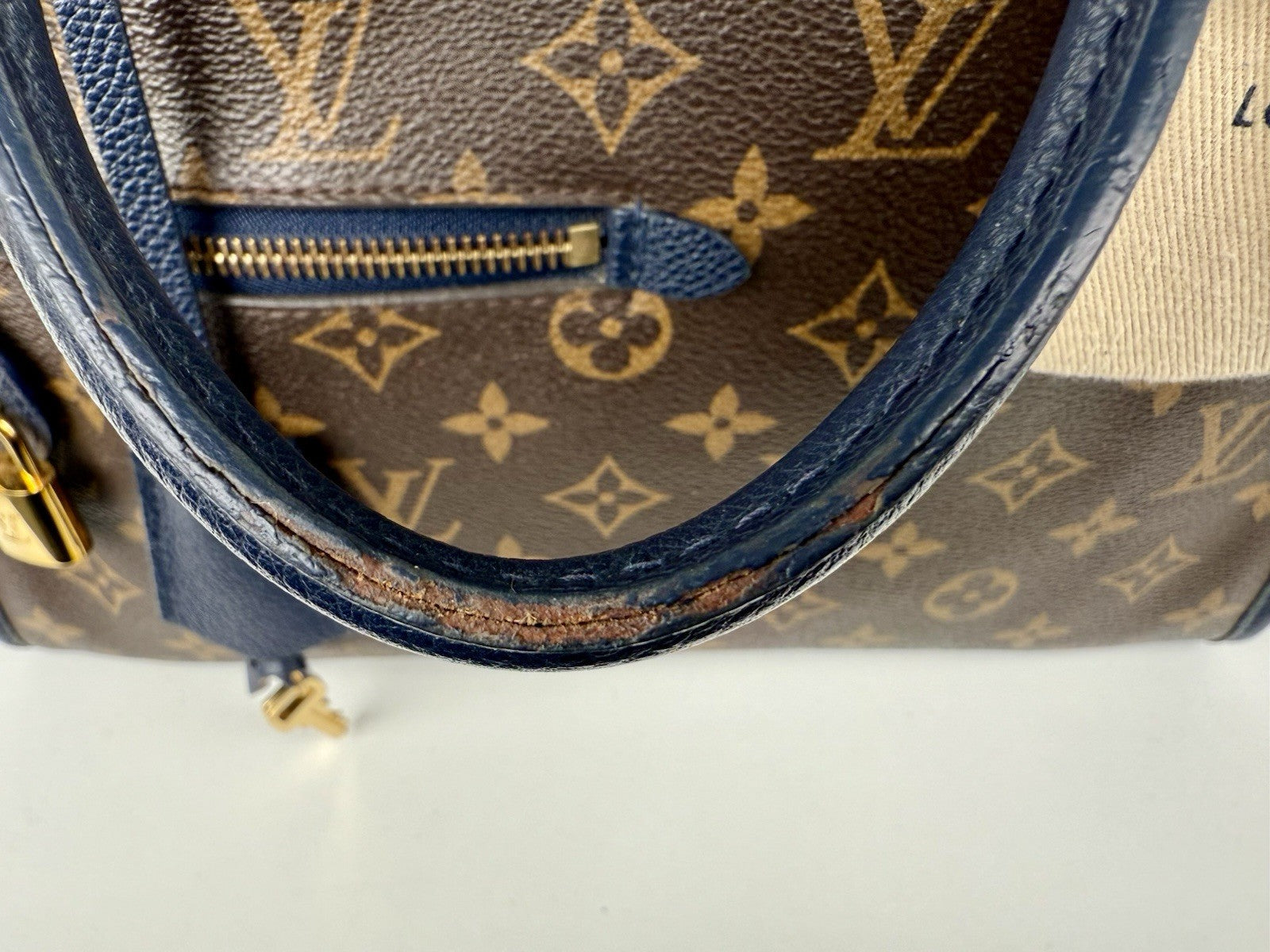 Louis Vuitton Popincourt Shoulder Bag PM Blue Brown Canvas Monogram