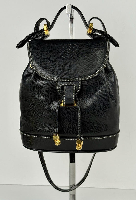 Loewe Top Handle/Crossbody Black Leather Bag