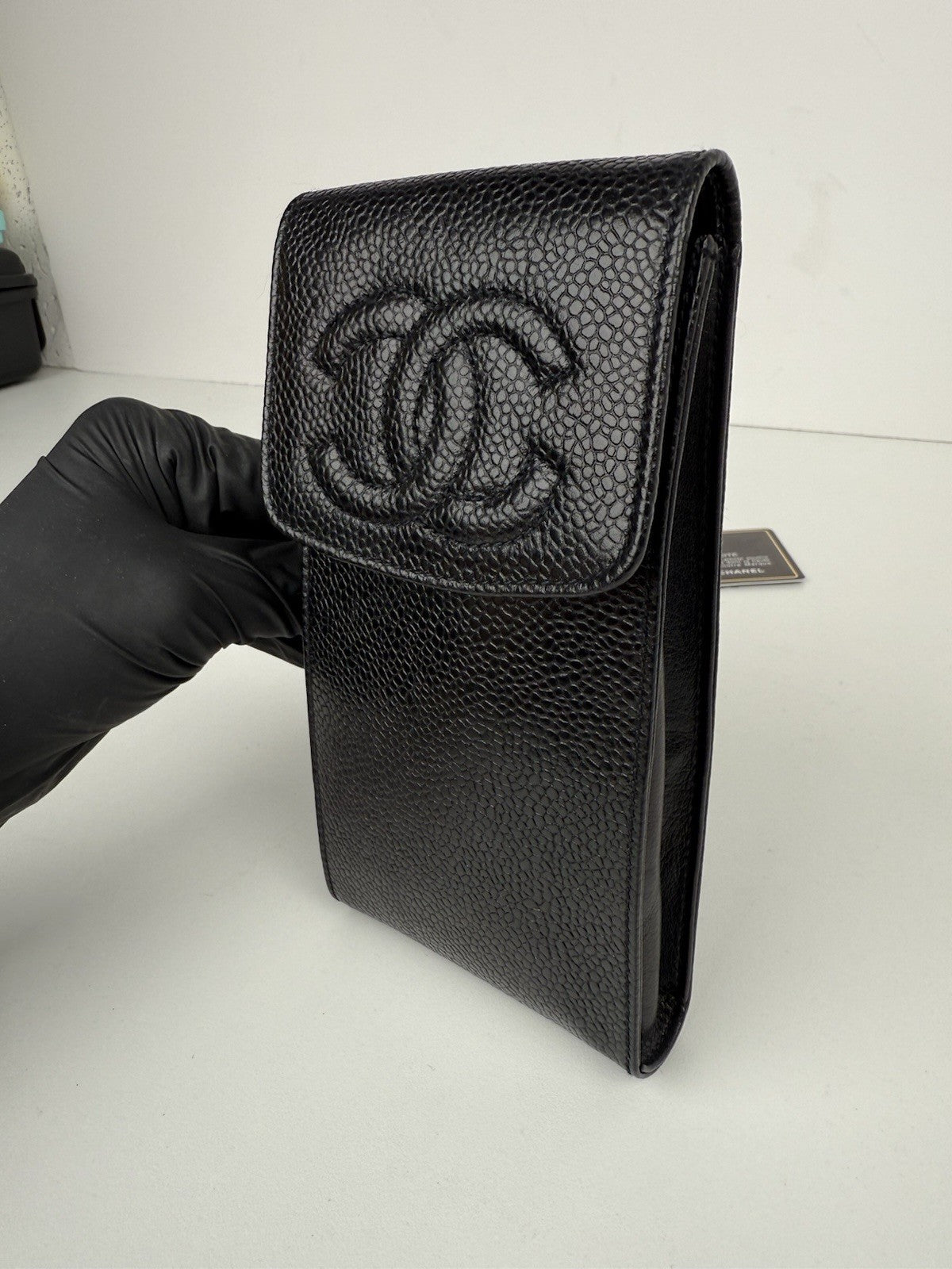 CHANEL Black Caviar Leather Accessories Glasses Case 