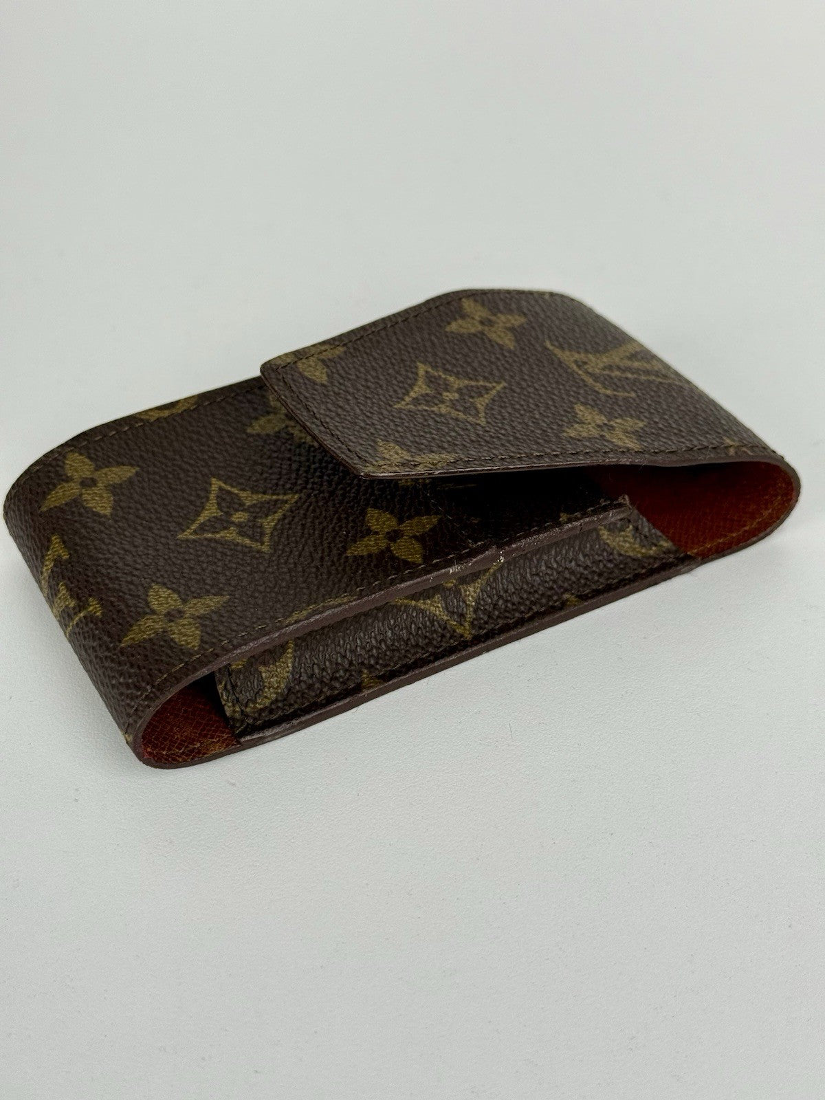Louis Vuitton Monogram Case Brown Leather 5 Inch