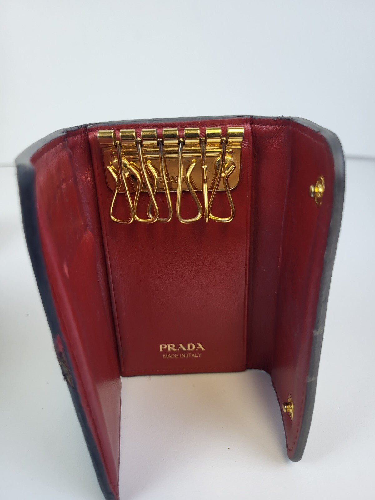PRADA Women's Leather Black Solid Key Case 