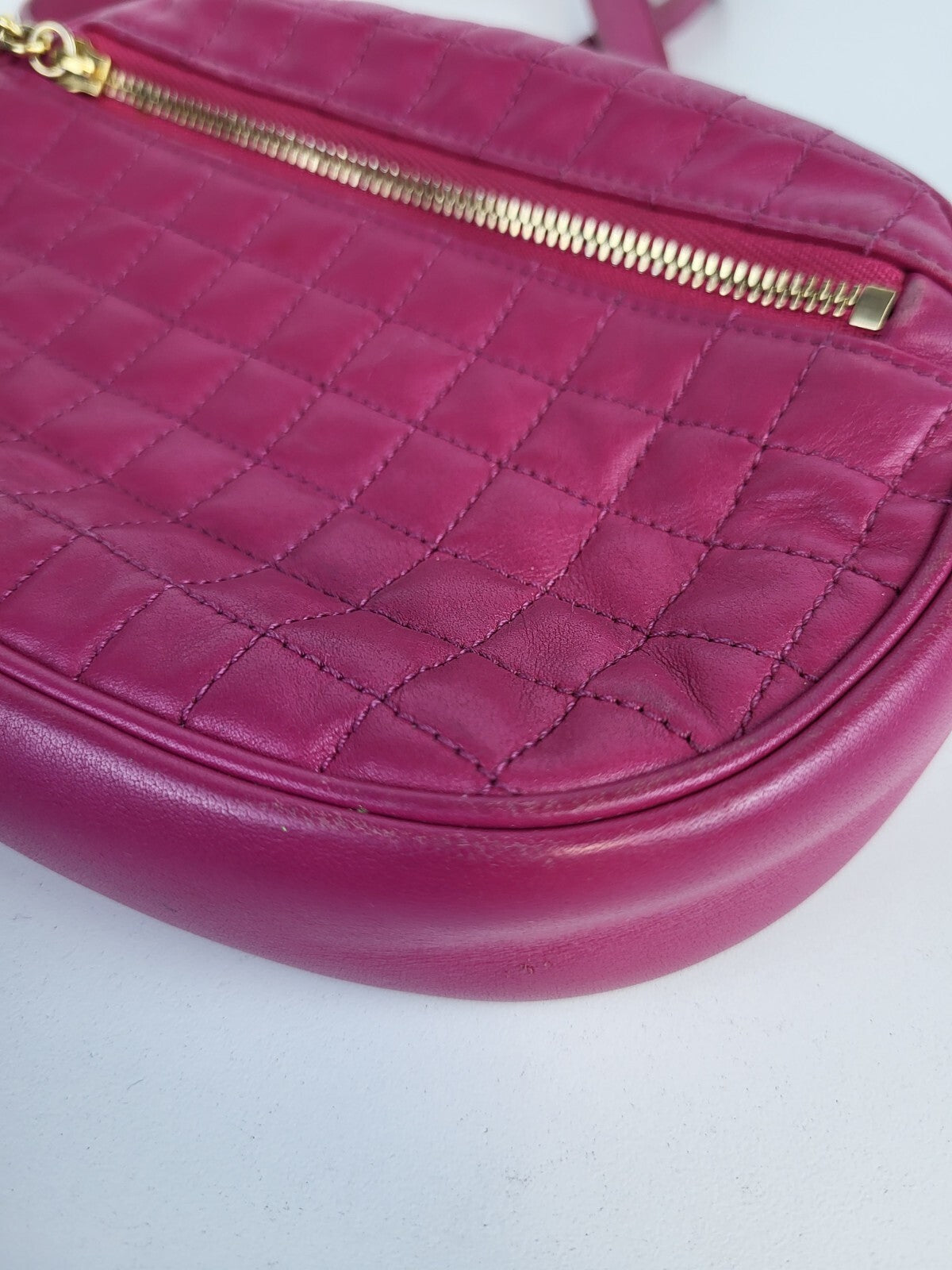 Celine Bag Pink Quilted Calfskin Leather C Charm Small Camera Bag