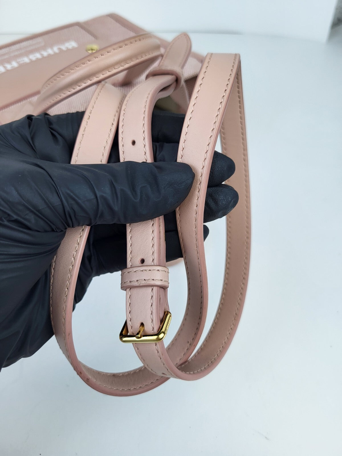 Burberry Freya Shopping Tote Canvas with Leather Mini Pink