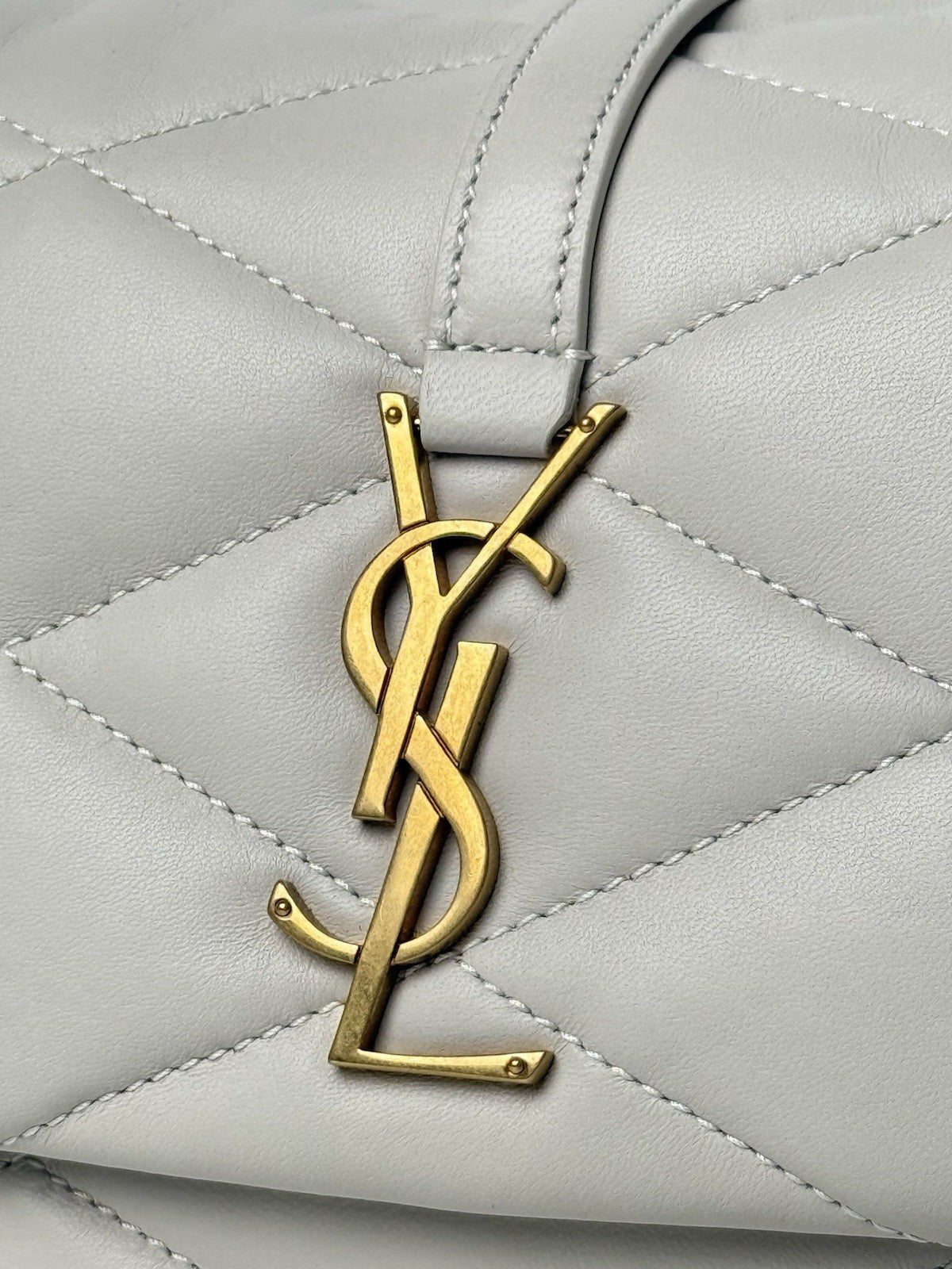 Saint Laurent Lambskin Quilted Le 57 Diamond Shoulder Bag Crema