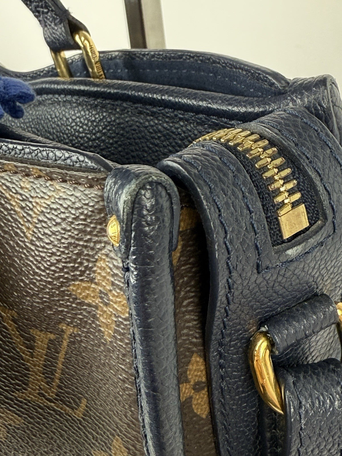 Louis Vuitton Popincourt Shoulder Bag PM Blue Brown Canvas Monogram