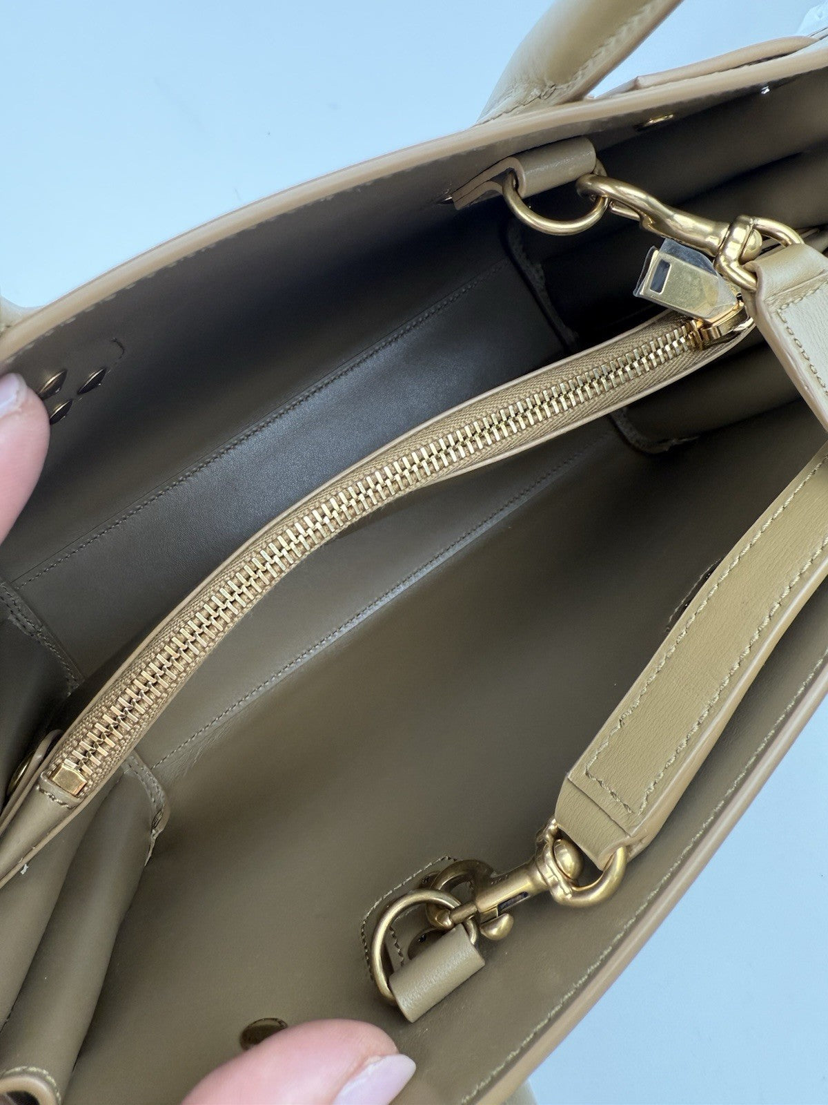 Saint Laurent Calfskin Baby Sac De Jour Taupe Bag