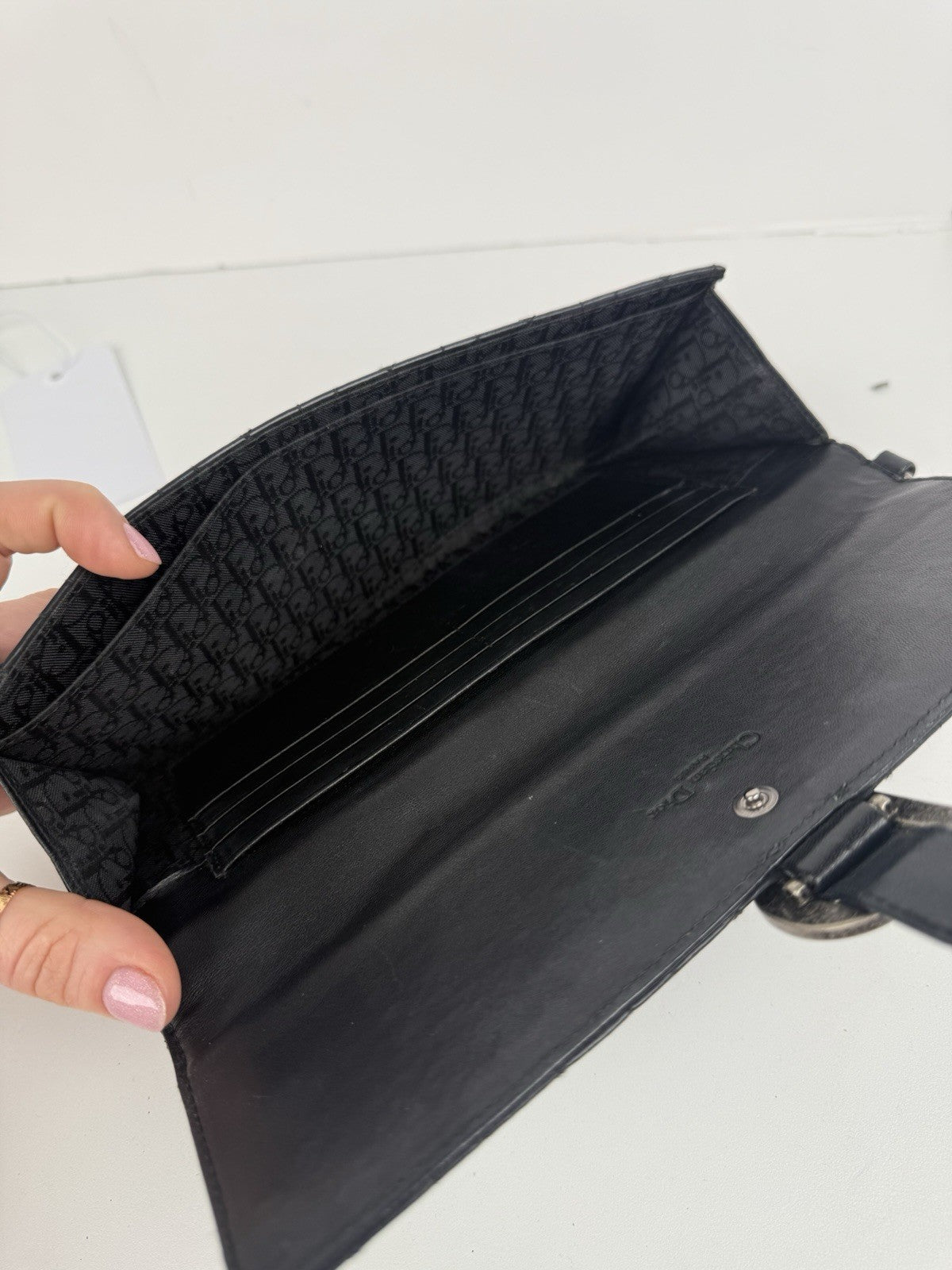 Dior Vintage Cannage Black Leather Clutch 