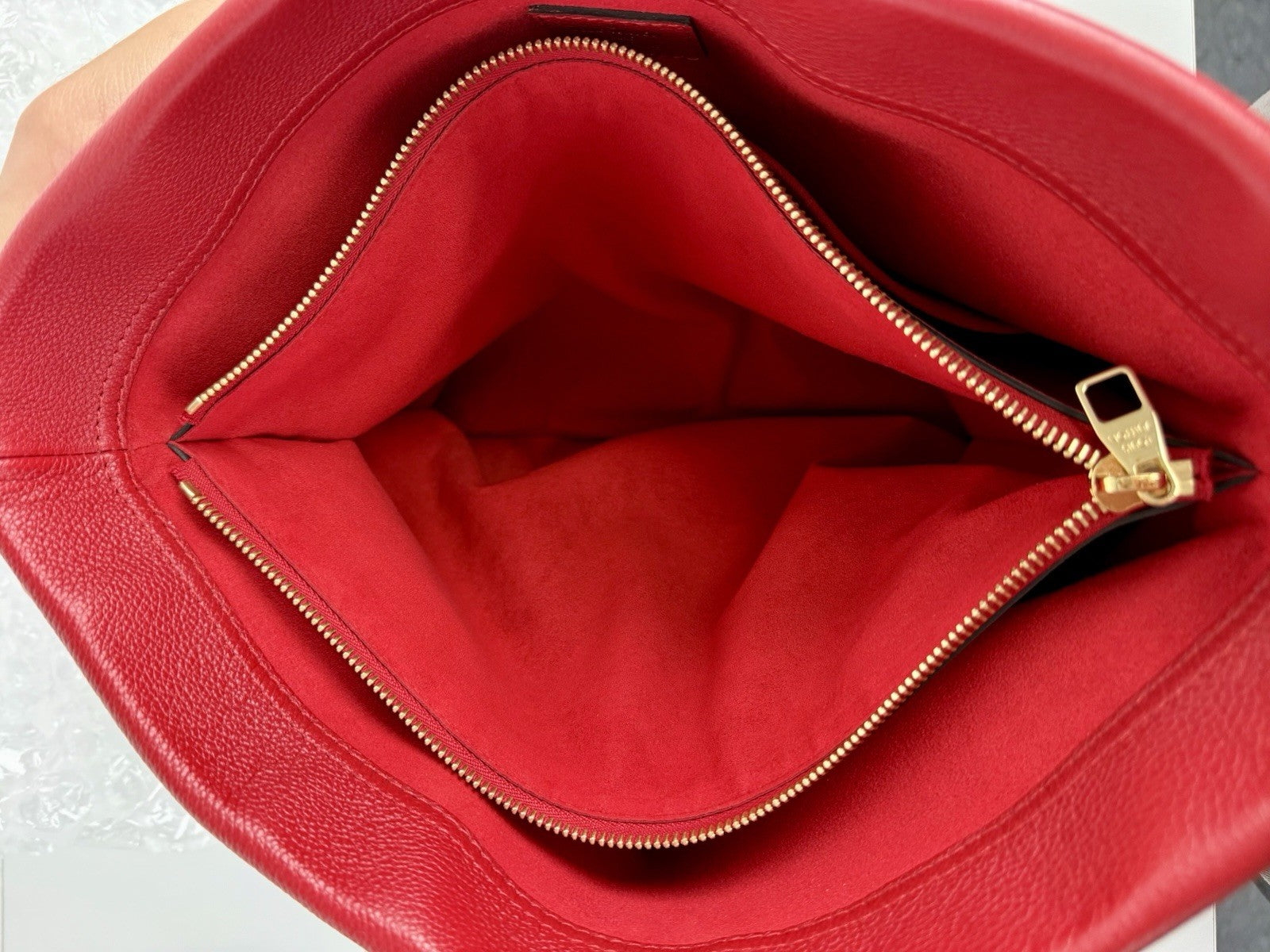 Louis Vuitton Bag Pallas Shopper Monogram Tote Brown/Red Canvas Leather