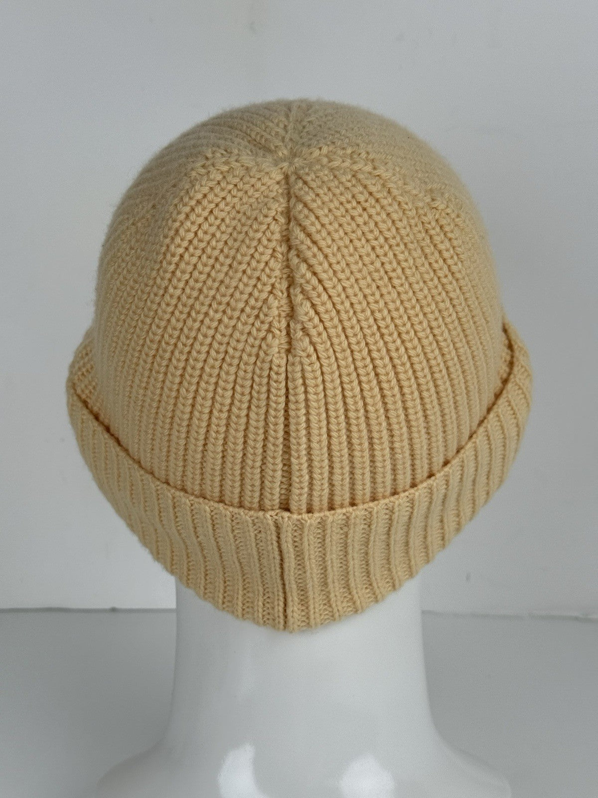 CELINE Ribbed Logo Knit Hat Knit Cap Wool Yellow Women Men Unisex TGIS