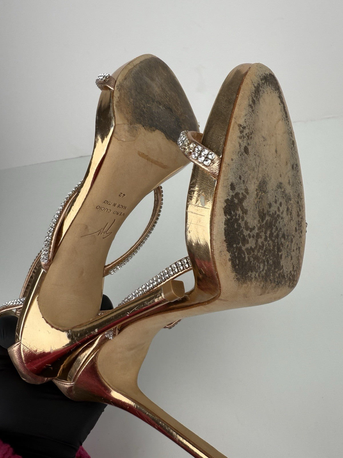 Giuseppe Zanotti Leather Crystal Embellishment Sandals Size 42 /12