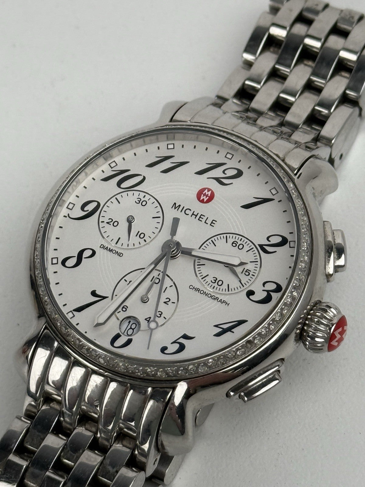 Michele Fluette Diamond Chronograph Stainless Steel Women's Watch MWW24A01A1966