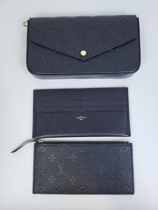 Louis Vuitton Felicie Pochette Monogram Black Leather Bag