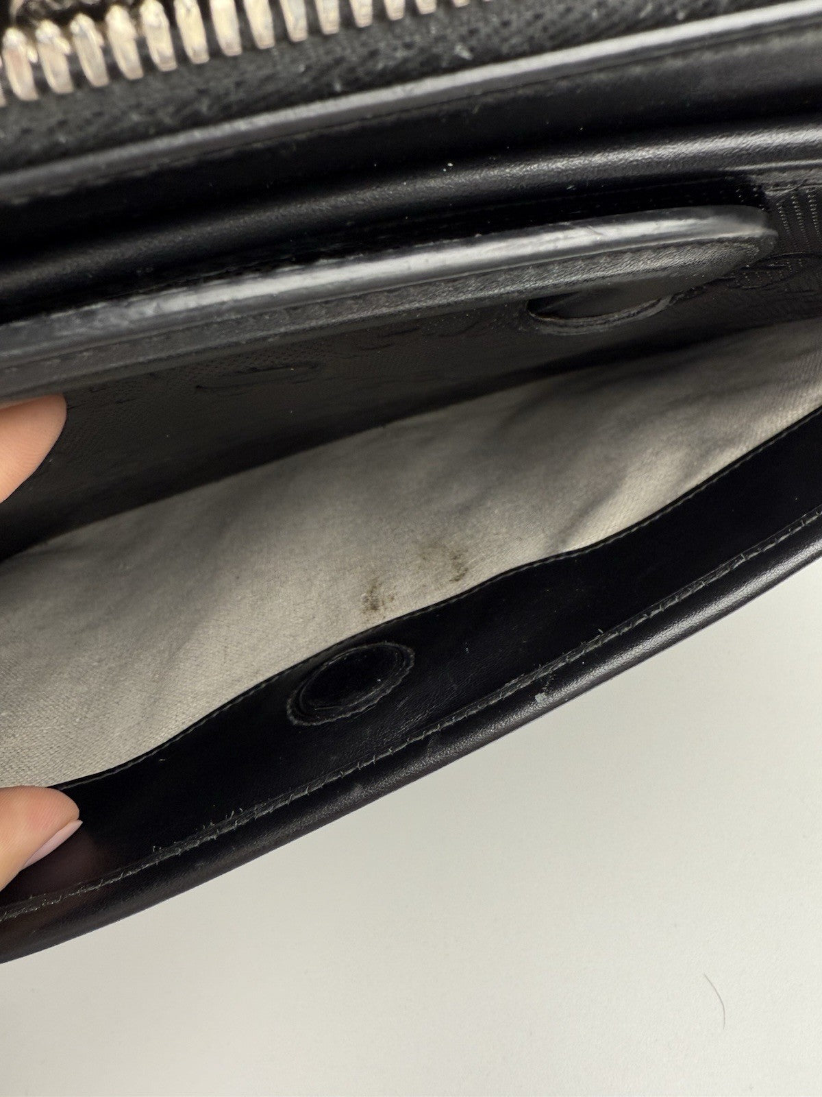 GUCCI Embossed Black Leather Briefcase Bag