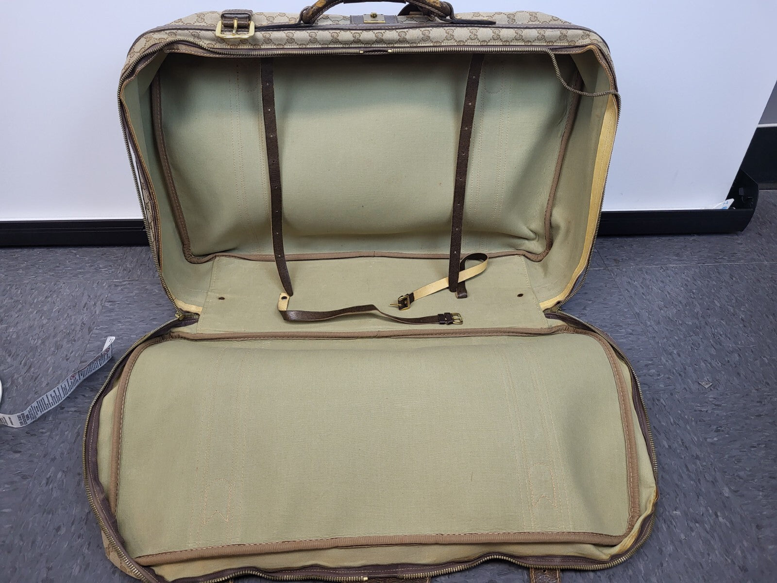 Gucci Vintage Travel Bag Suitcase Monogram Brown Canvas
