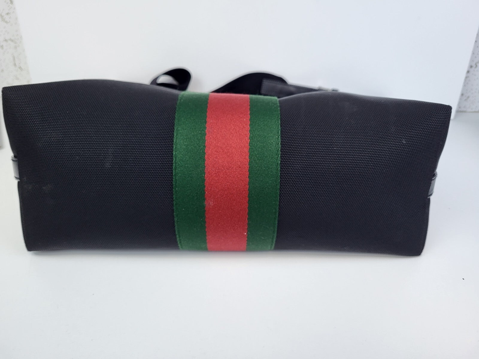Gucci Nylon Web Top Handle Shoulder Bag Black