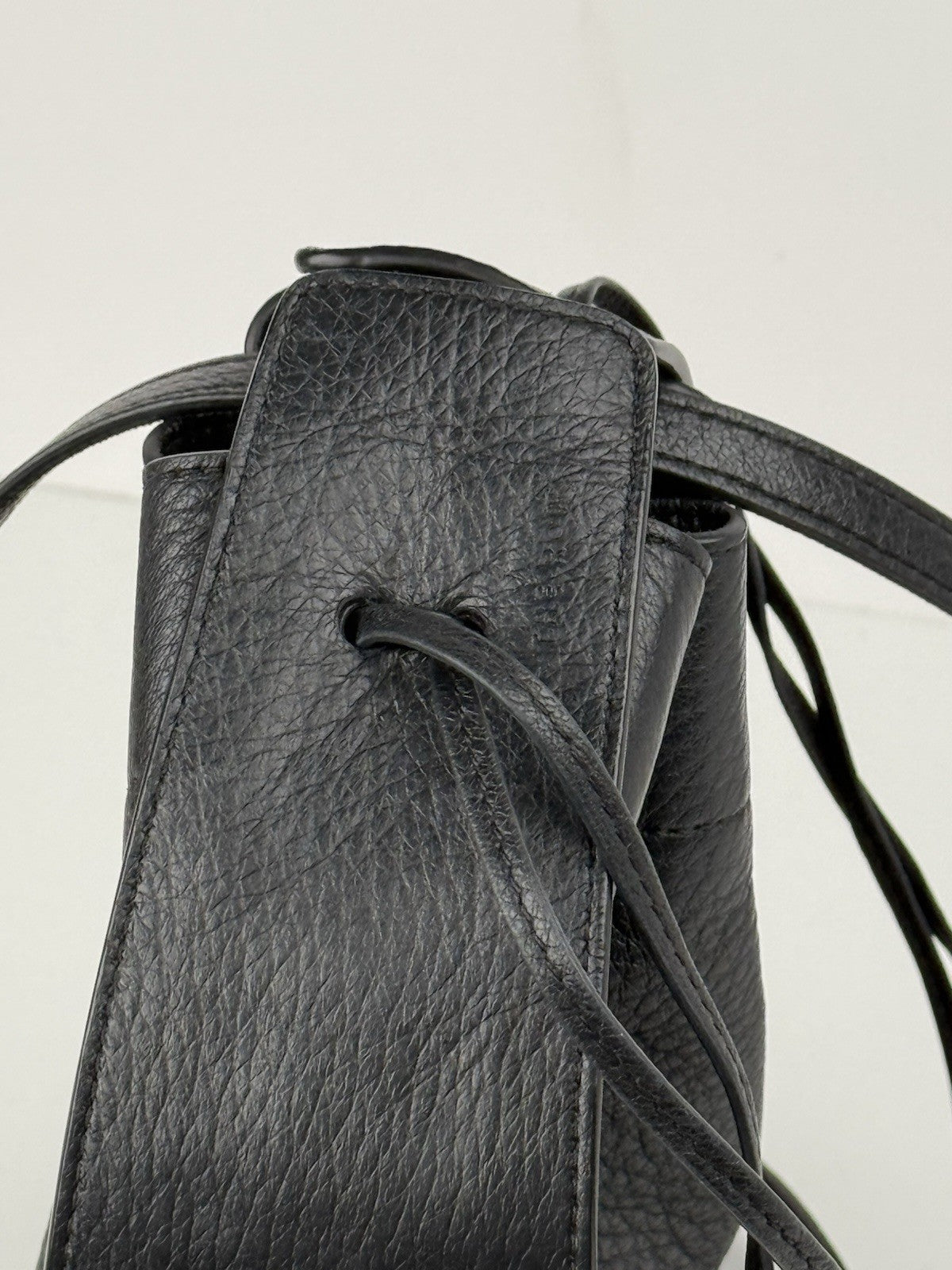The Row Black Leather Crossbody Bucket Bag