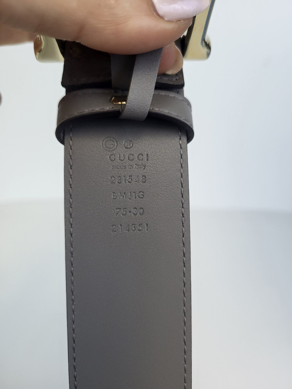 Gucci Belt Gray Monogram Leather 75/30
