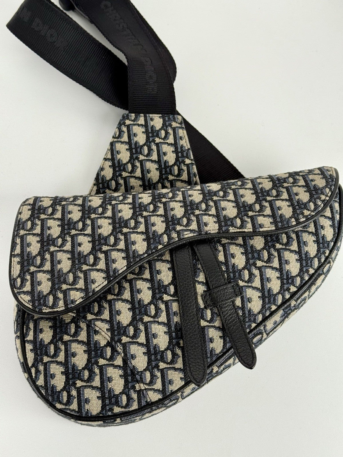 DIOR JACQUARD OBLIQUE SADDLE BAG MENS CHRISTIAN DIOR BLACK