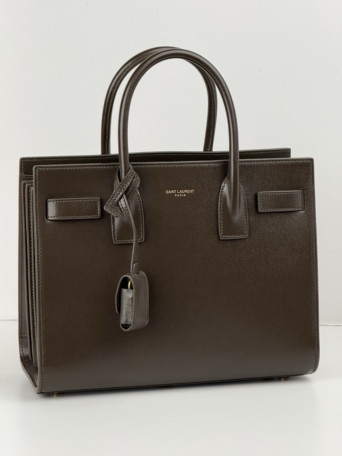 Saint Laurent Sac De Jour Leather Satchel Bag Mini Olive