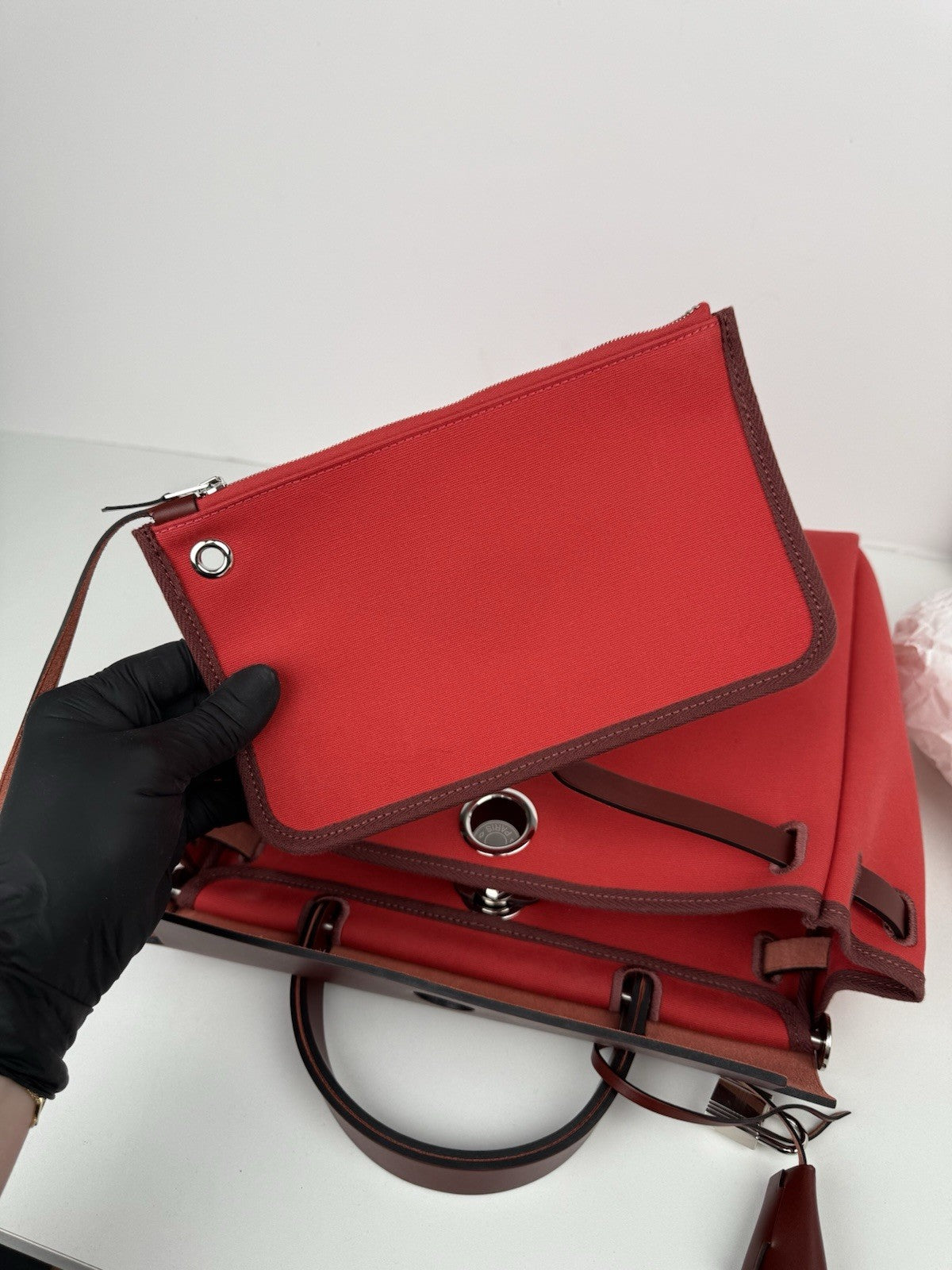 Hermes Toile & Vache Hunter Herbag Zip Retourne 31 (2019) Red Bag
