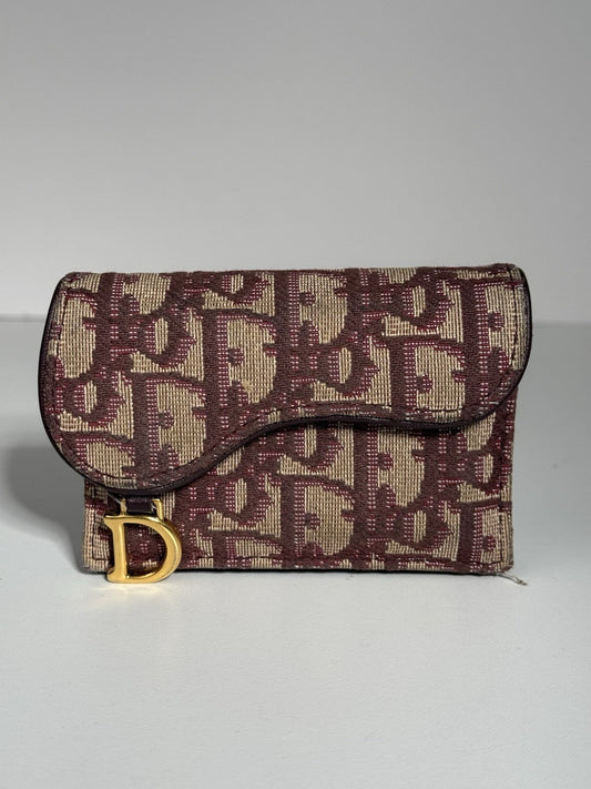 Dior Oblique Saddle Card Holder Bordeaux 